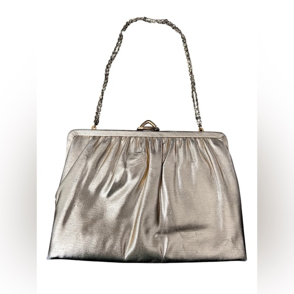 Mardane Handbags - Mardane Vintage Metallic Gold Glam Purse with Chain Strap and Flip Mirror